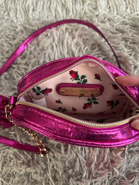 Betesy Johnson Fuchsia Sweet Tooth Candy Shine Crossbody Bag